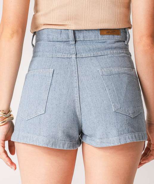 Short Jeans Feminino Cintura Alta Azul