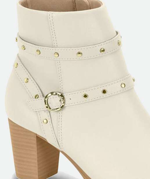 Bota Feminina Cano Curto Salto Grosso Tachas Modare 