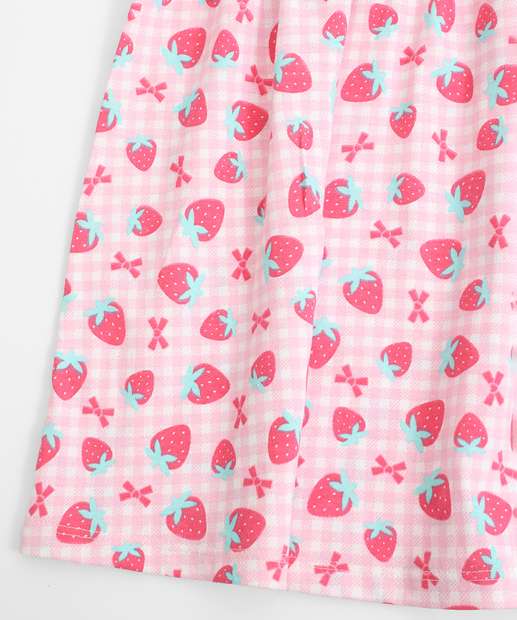 Vestido Infantil Estampa Morangos Marisa Tam 1 a 3 Rosa