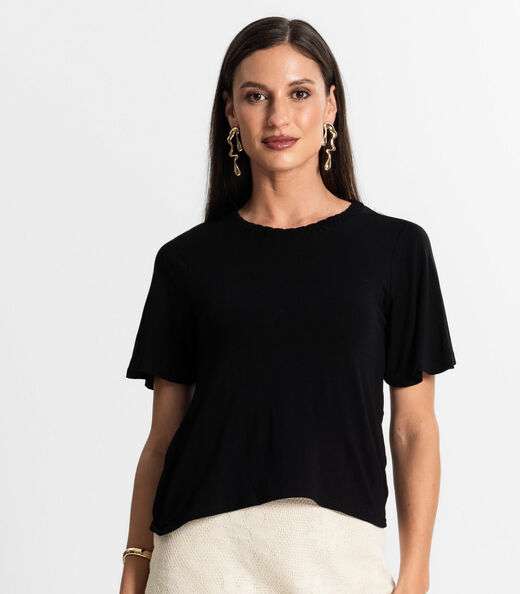 Blusa Feminina Manga Curta Rovitex Preto