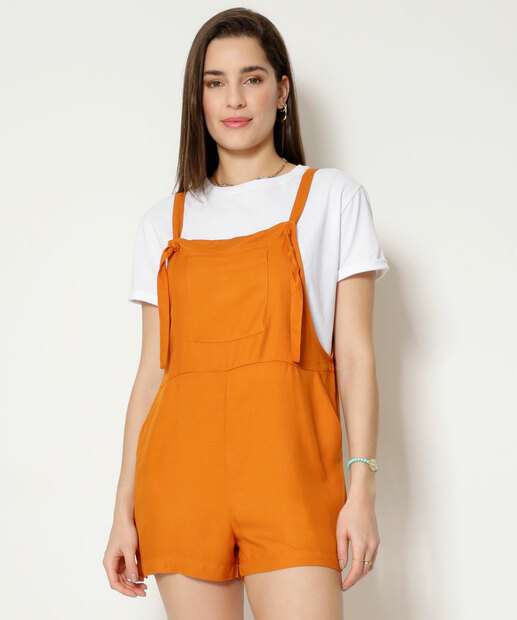 Macaquinho Feminino Bolsos Alças Finas Marisa