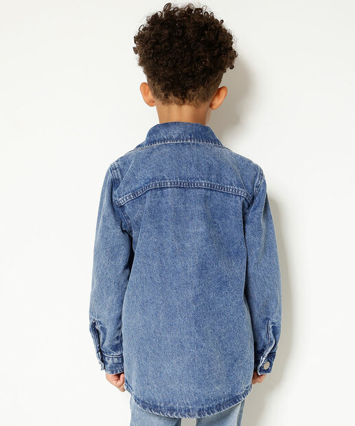 Jaqueta Infantil Jeans Bolsos MR Tam 4 a 10