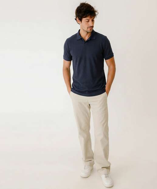 Polo Masculina Manga Curta MR Azul