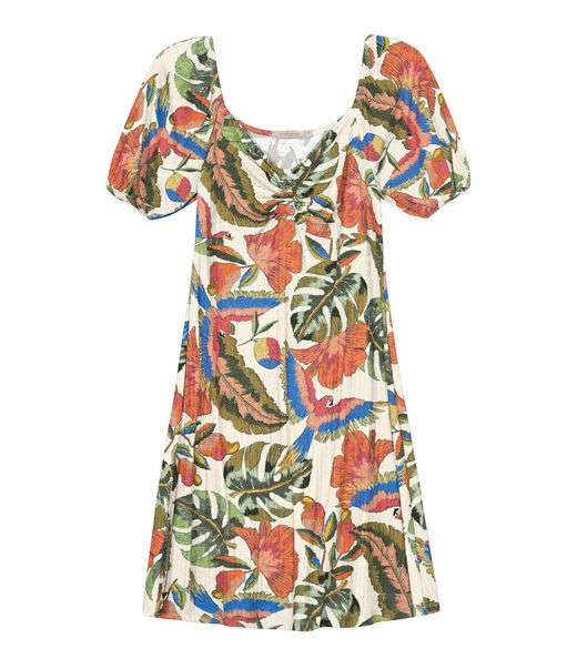 Vestido Curto Feminino Estampado Endless Bege