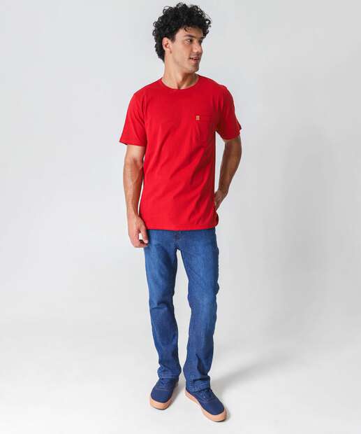 Image_Calça Masculina Jeans Reta Bolsos Azul 