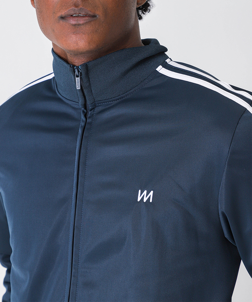 Jaqueta Masculina Helanca Fitness Bolsos MR Azul