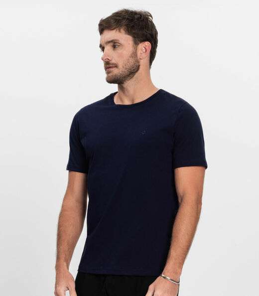 Camiseta Masculina Básica Meia Malha Diametro Azul
