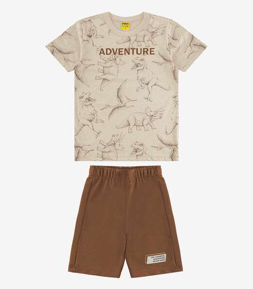 Image_Conjunto Infantil Camiseta Com Bermuda Rovi kids Bege