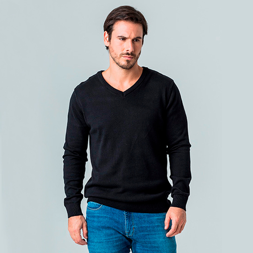 Image_Suéter Pulôver de Tricot Gola em V Rock e Soda