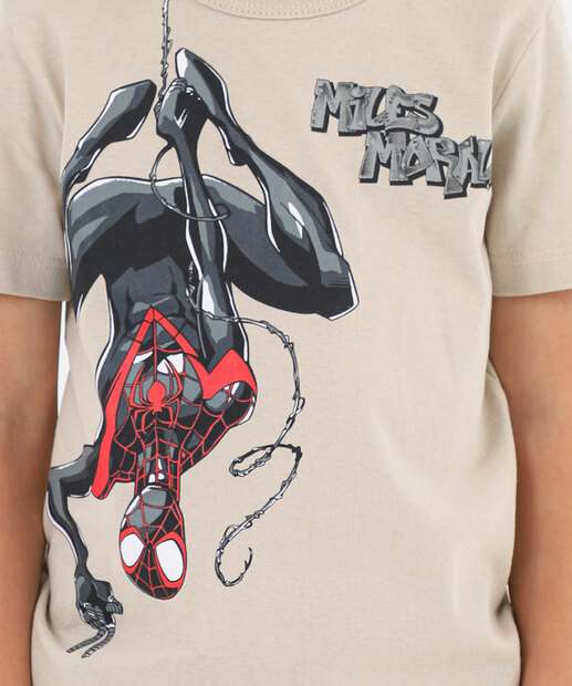Camiseta Infantil Homem Aranha Marvel Tam 4 a 10 Bege