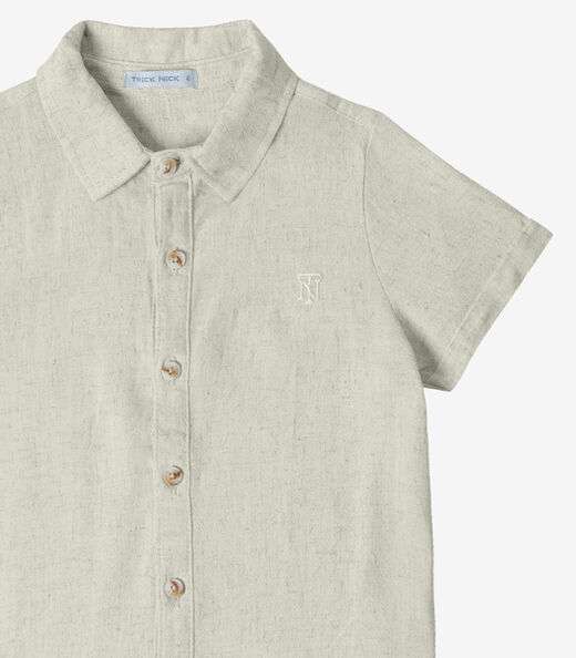 Camisa Infantil Masculina Com Botões Trick Nick Bege