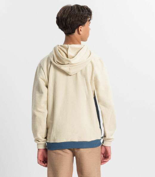 Moletom Juvenil Menino Com Capuz Minty Bege