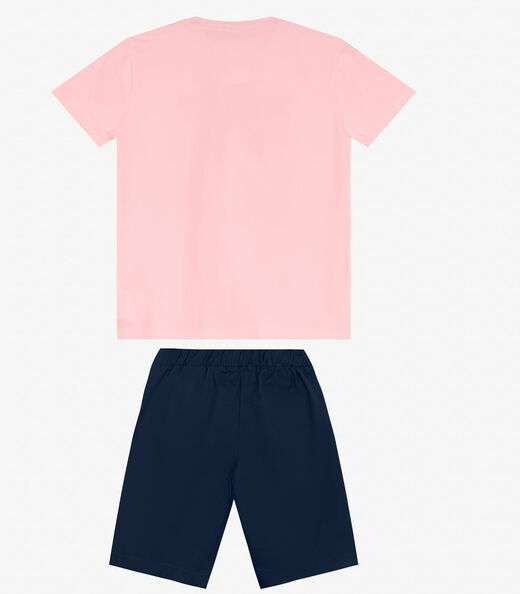 Conjunto Masculino Camiseta com Bermuda Trick Nick Rosa
