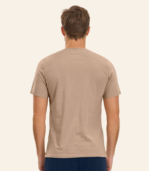 Camiseta Masculina Básica Meia Malha Diametro Marrom