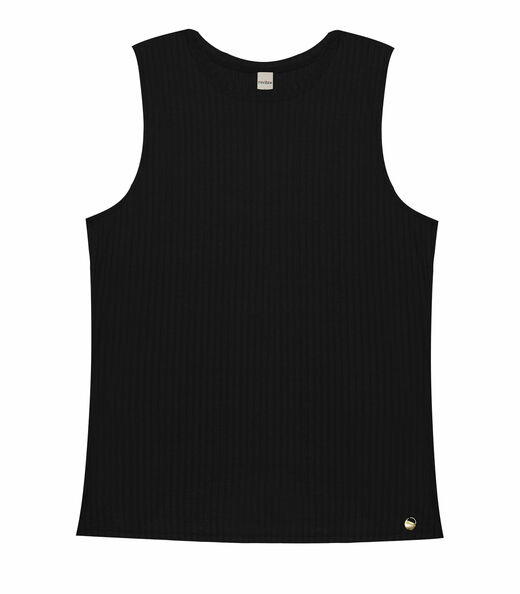 Regata Feminina Ribana Canelada Rovitex Preto