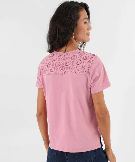 Blusa Feminina Recorte Manga Curta Marisa Rosa