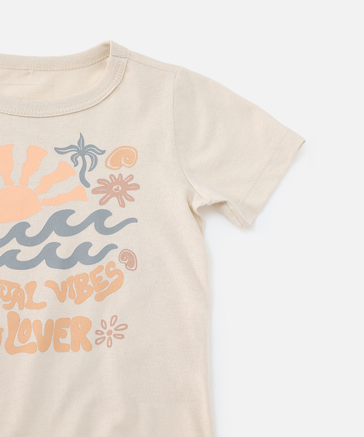 Camiseta Infantil Estampa Praia Marisa Tam 1 a 3 Bege