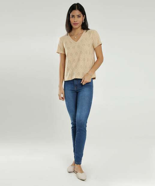 Calça Jeans Cigarrete Feminina Bolsos