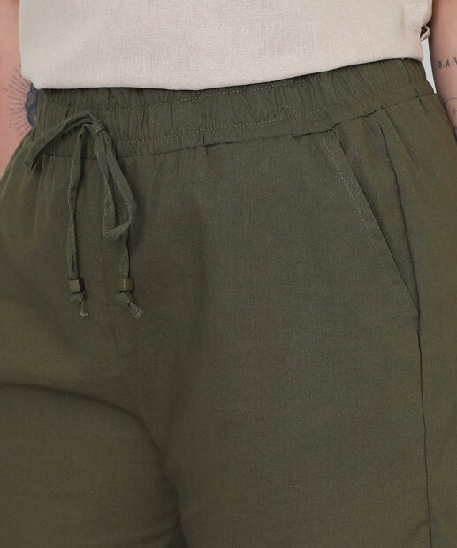 Short Plus Size Feminino Cintura Alta Cordão Marisa Verde