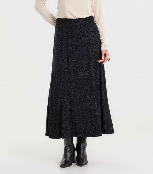 Saia Midi Feminina Em Viscotorcion Rovitex Preto