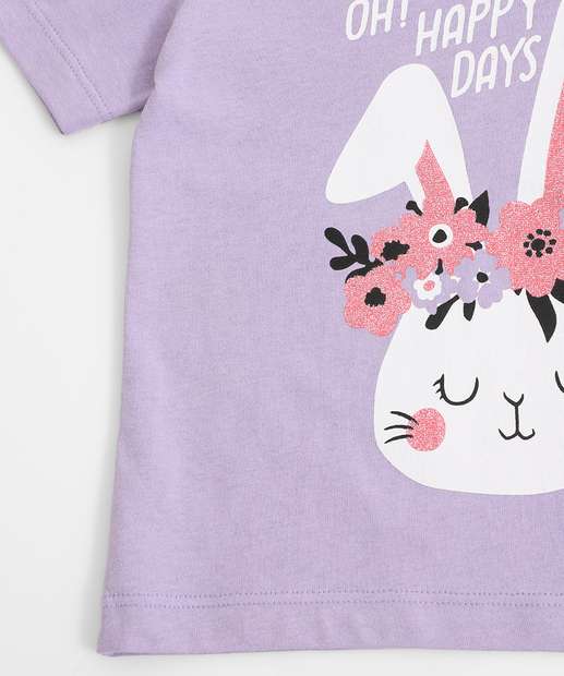 Camiseta Infantil Coelho Marisa Tam 1 a 3 Lilás