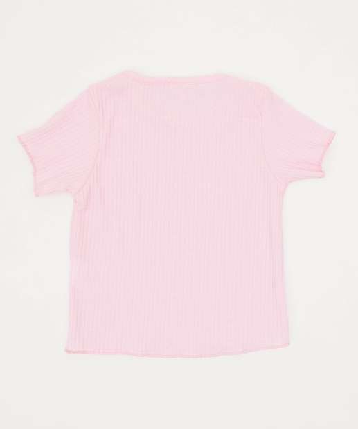 Blusa Infantil Canelada Manga Curta Tam 4 a 10