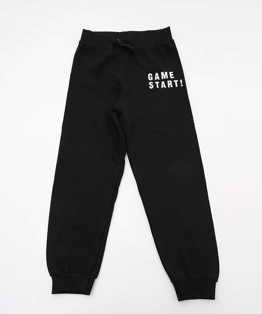 Calça Infantil Jogger Moletom Marisa Tam 4 a 10 Preto