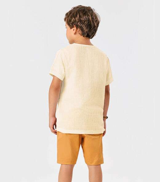 Conjunto Infantil Camisa Com Bermuda Trick Nick Bege