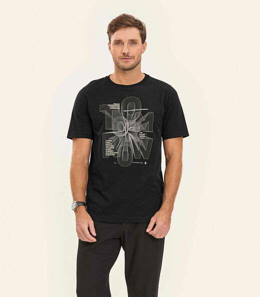 Camiseta Masculina Meia Malha Diametro Preto