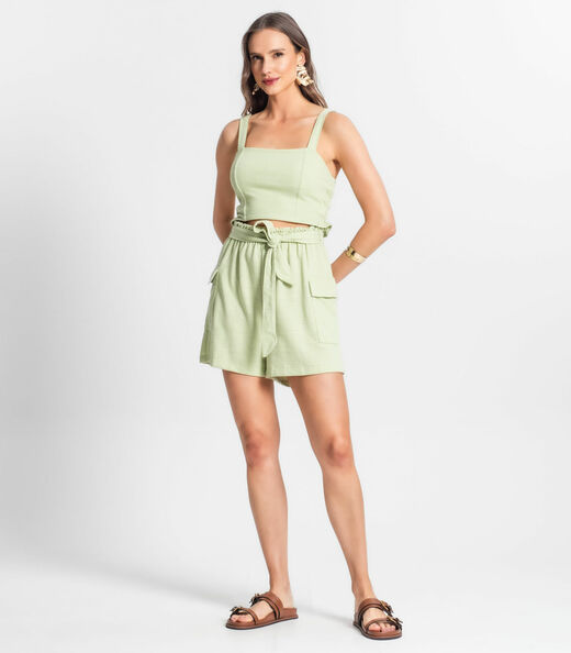 Conjunto Feminino Cropped Com Shorts Endless Verde