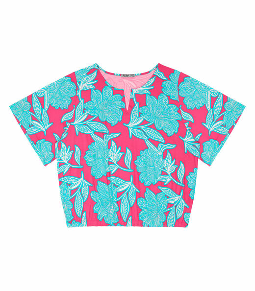 Blusa Manga Curta Feminina Plus Size Secret Glam Rosa