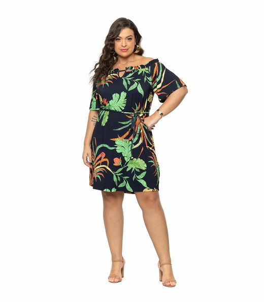 Vestido Ciganinha Plus Size Secret Glam Azul