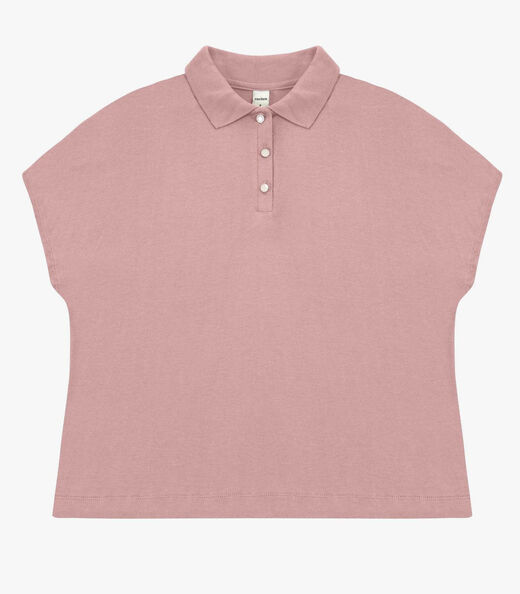 Blusa Feminina Visco Tricot Gola Polo Rovitex Rosa