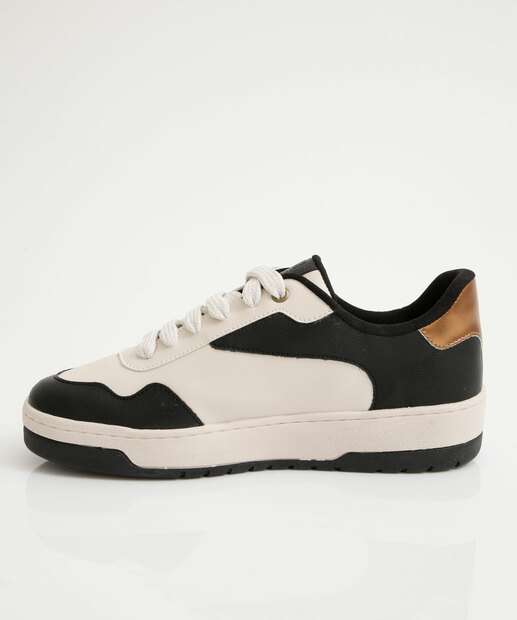 Tênis Casual Feminino Recorte Moleca Off White
