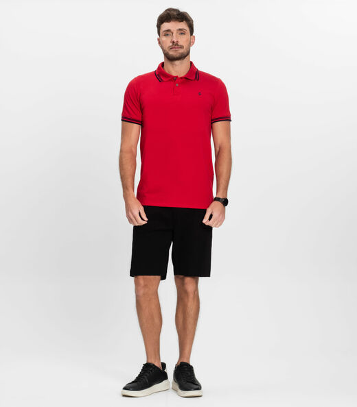 Polo masculina em Cotton Leve Diamentro Vermelho