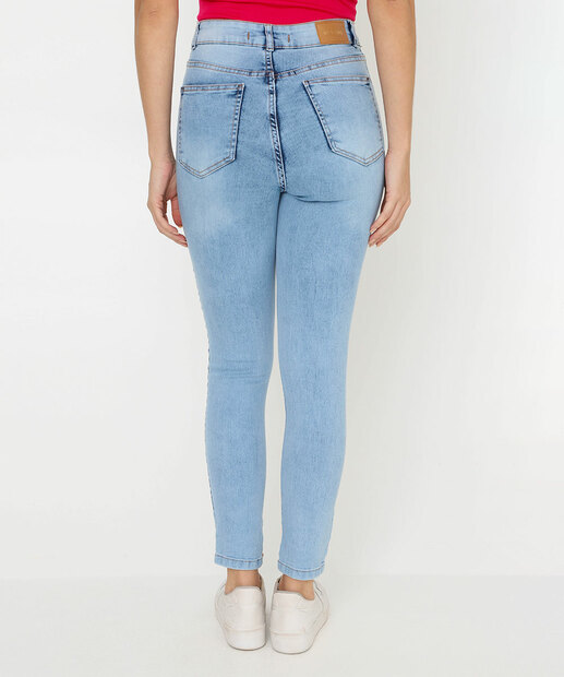 Calça Jeans Skinny Feminina Cintura Média Azul