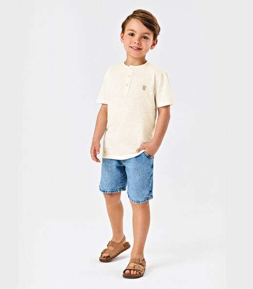 Conjunto Camiseta Com Bermuda Trick Nick Bege