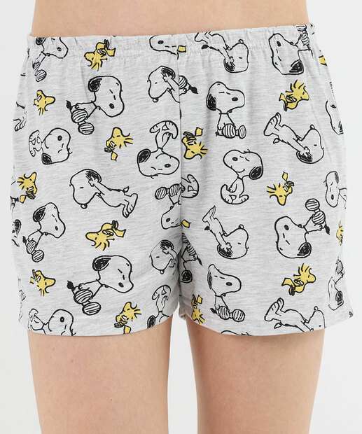 Pijama Feminino Estampa Snoopy Bege