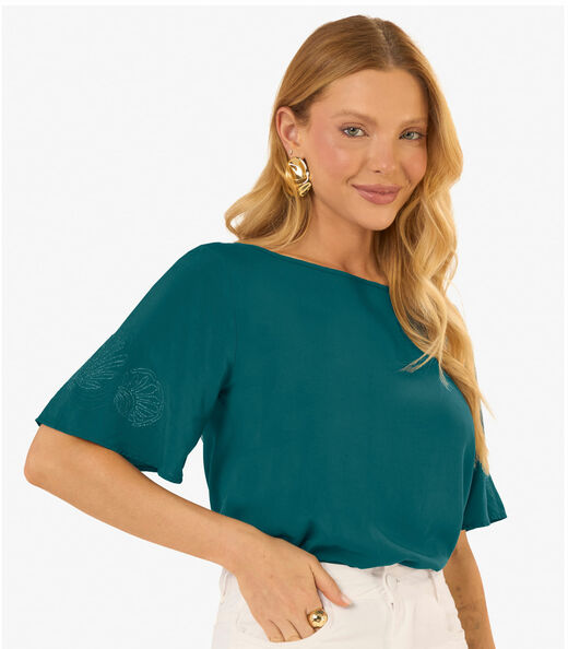 Blusa Feminina Viscose Khyara Com Estampa Rovitex Verde