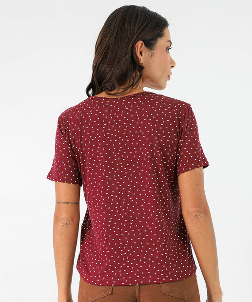 Blusa Feminina Estampa Poá Manga Curta Marisa Vermelho