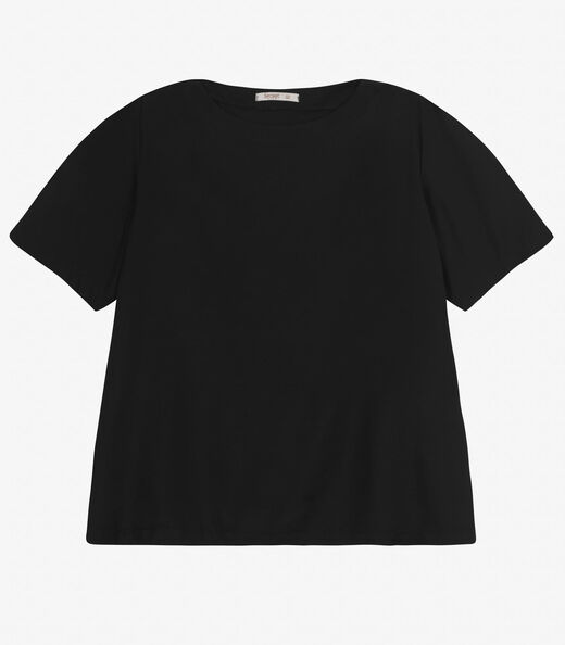Blusa Manga Curta Feminina Plus Size Secret Glam Preto