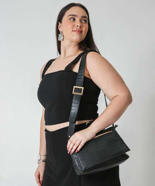 Image_Bolsa Transversal Crossbody Feminina Textura Marisa Preto