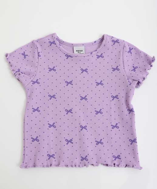 Blusa Infantil Canelada Laço Marisa Tam 1 a 3 Lilás