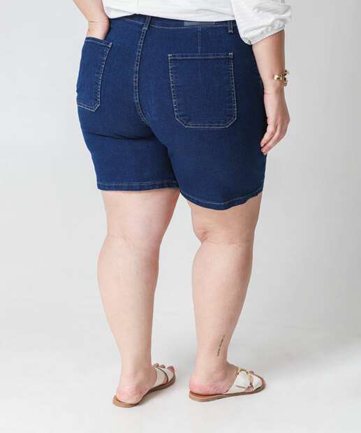 Bermuda Plus Size Feminina Jeans Ciclista Sawary Azul