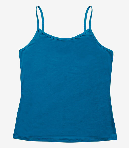 Blusa de Alça Feminina Viscotorcion Básica Rovitex Azul