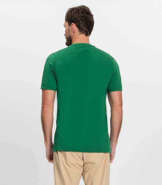 Camiseta Masculina Manga Curta Meia Malha Diametro Verde