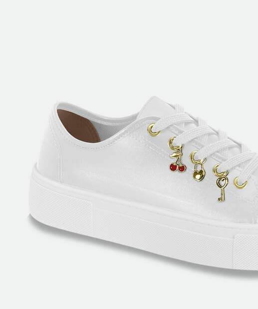 Tênis Casual Feminino Pingente Moleca Branco