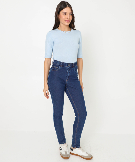 Blusa Feminina Tricô Manga Curta Marisa Azul