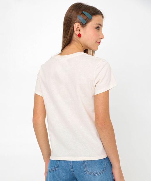 Camiseta Juvenil Estampa Laços Marisa Tam 10 a 16 Bege