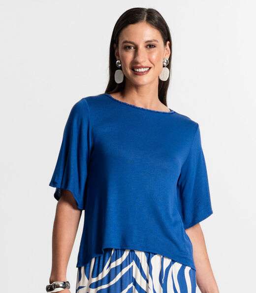 Blusa Feminina Manga Curta Rovitex Azul